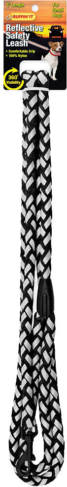 Brded Rflct Dg Leash Org 5/8X6 Ruffin' It BRDED RFLCT DG LEASH BLK 3/8x6