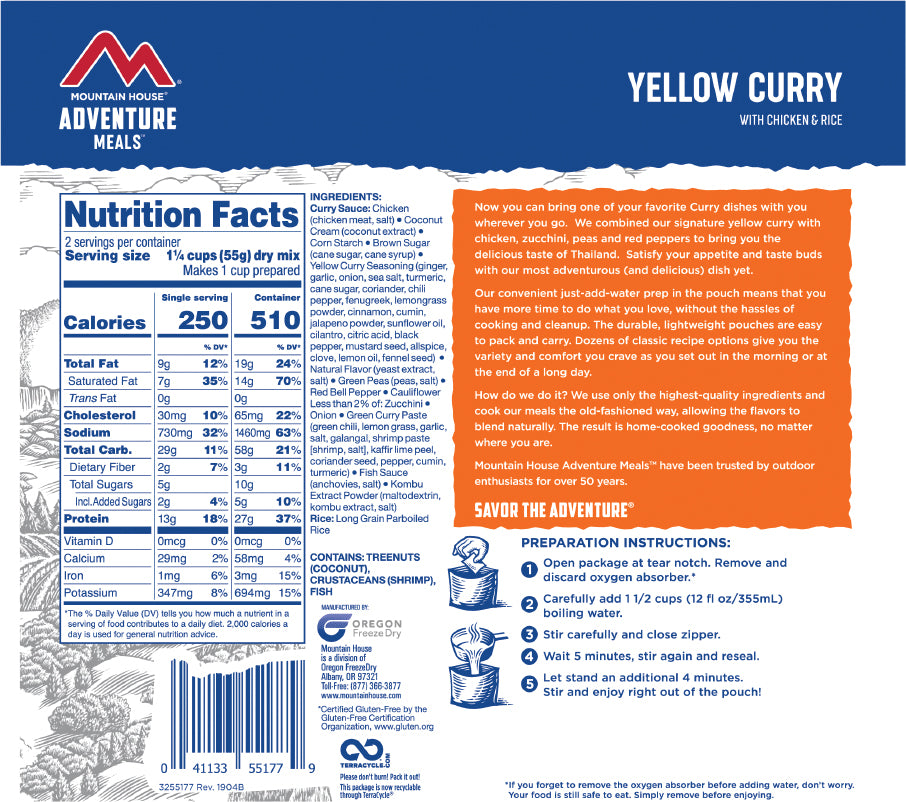 YELLOW CURRY W/ CHICKEN AND RICE CLEAN LABEL