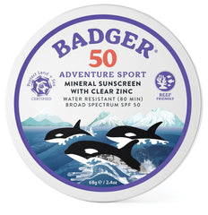 Badger SPF 50 Adventure Sport Mineral Sunscreen Cream Tin