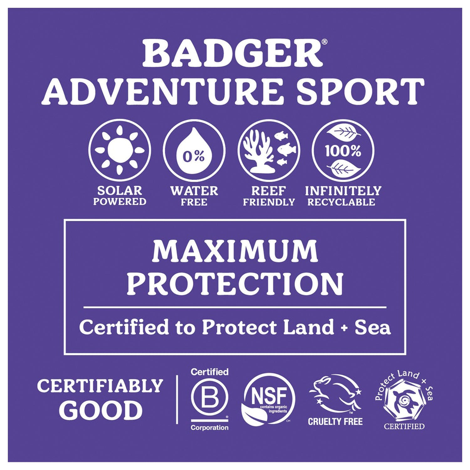 Badger SPF 50 Adventure Sport Mineral Sunscreen Cream Tin