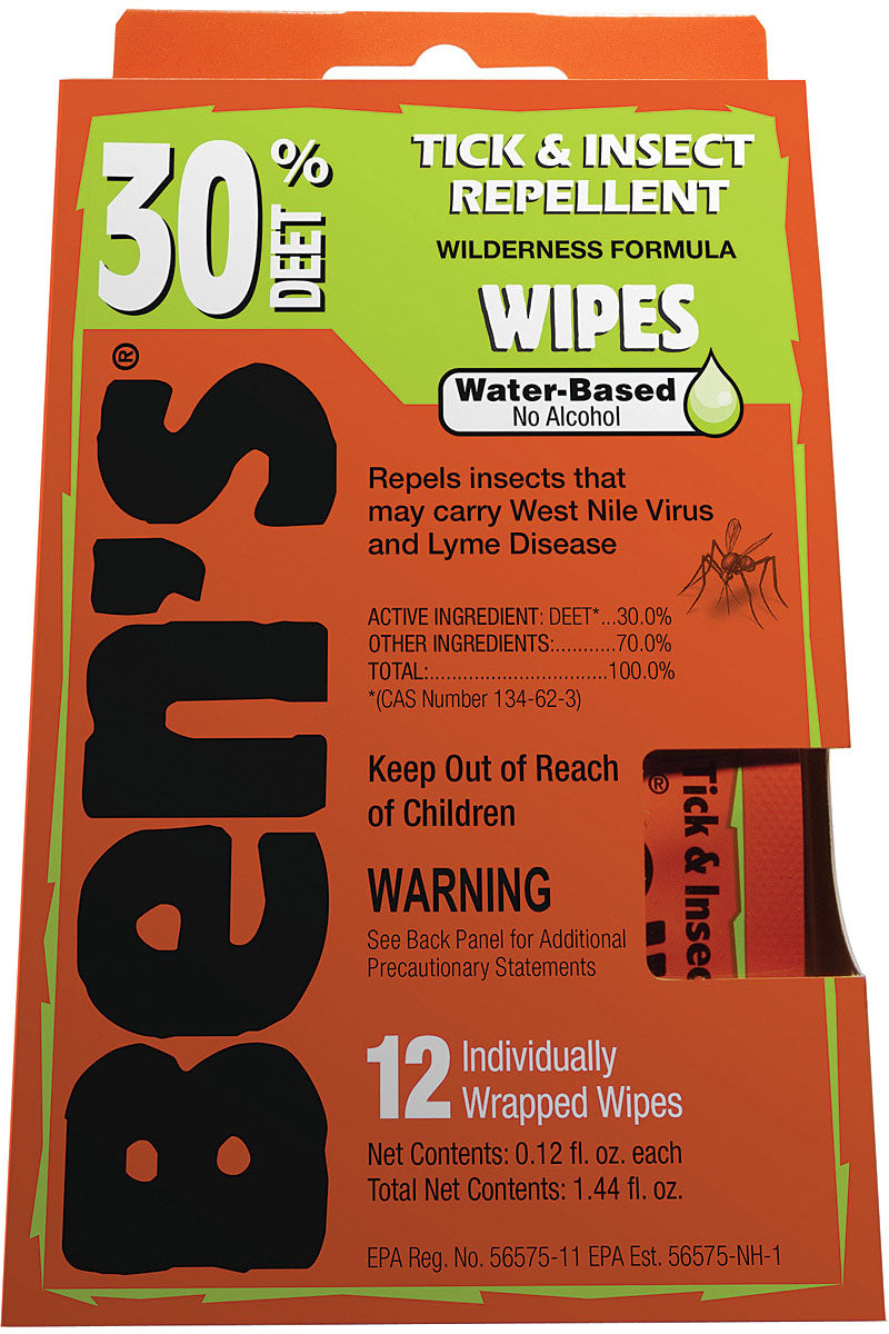 BenS 30% Deet Wipes 12 Pk