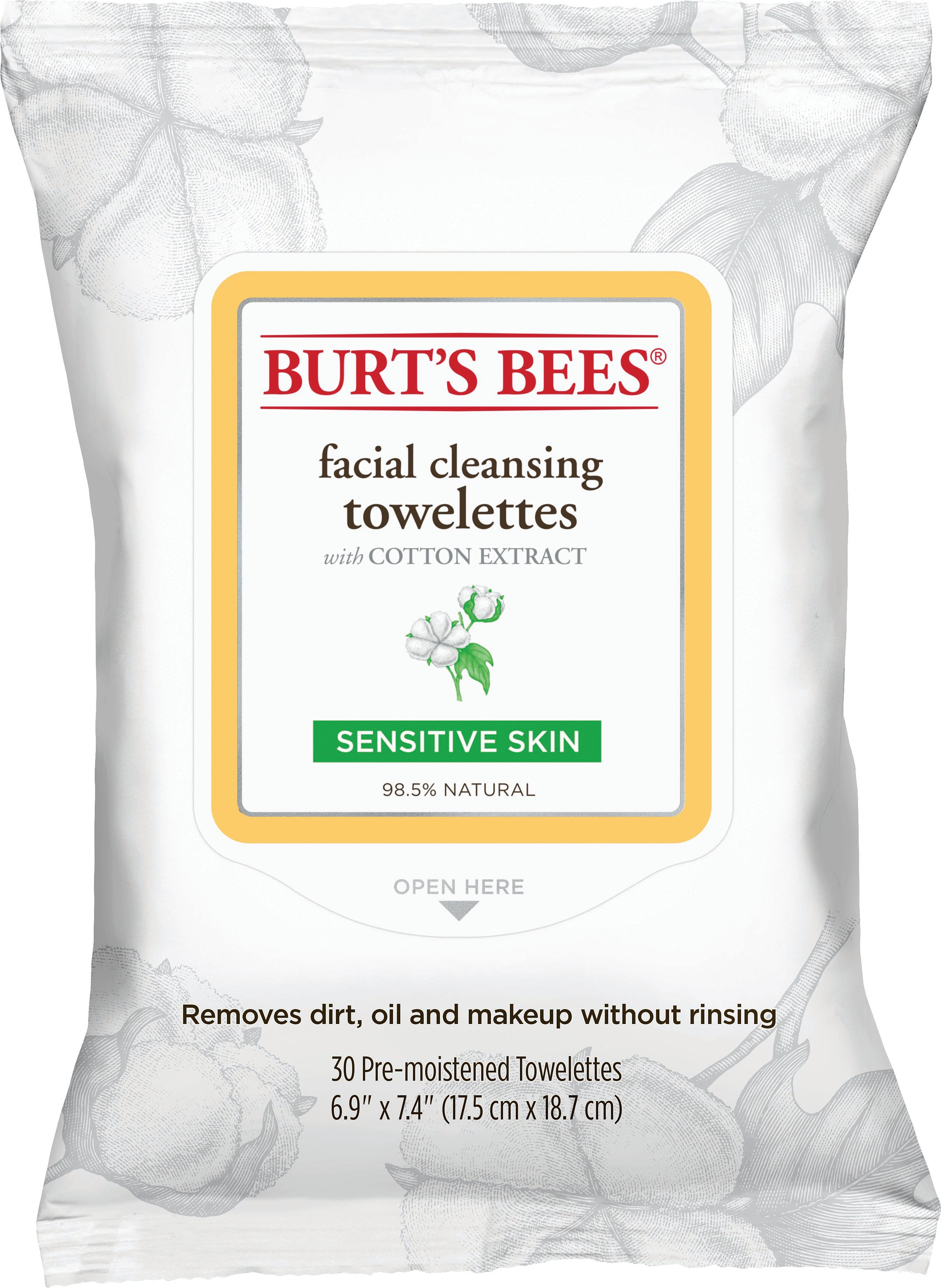 BurtS Bees Facial Cleansing Towelettes Sensitive 30Ct