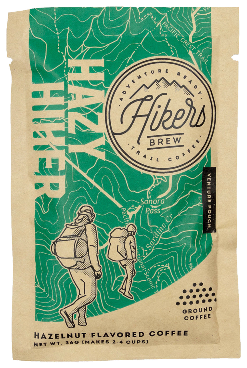 Hikers Brew Hazy Hiker Hazelnut Flavored Coffee Grinds - Venture Pouch