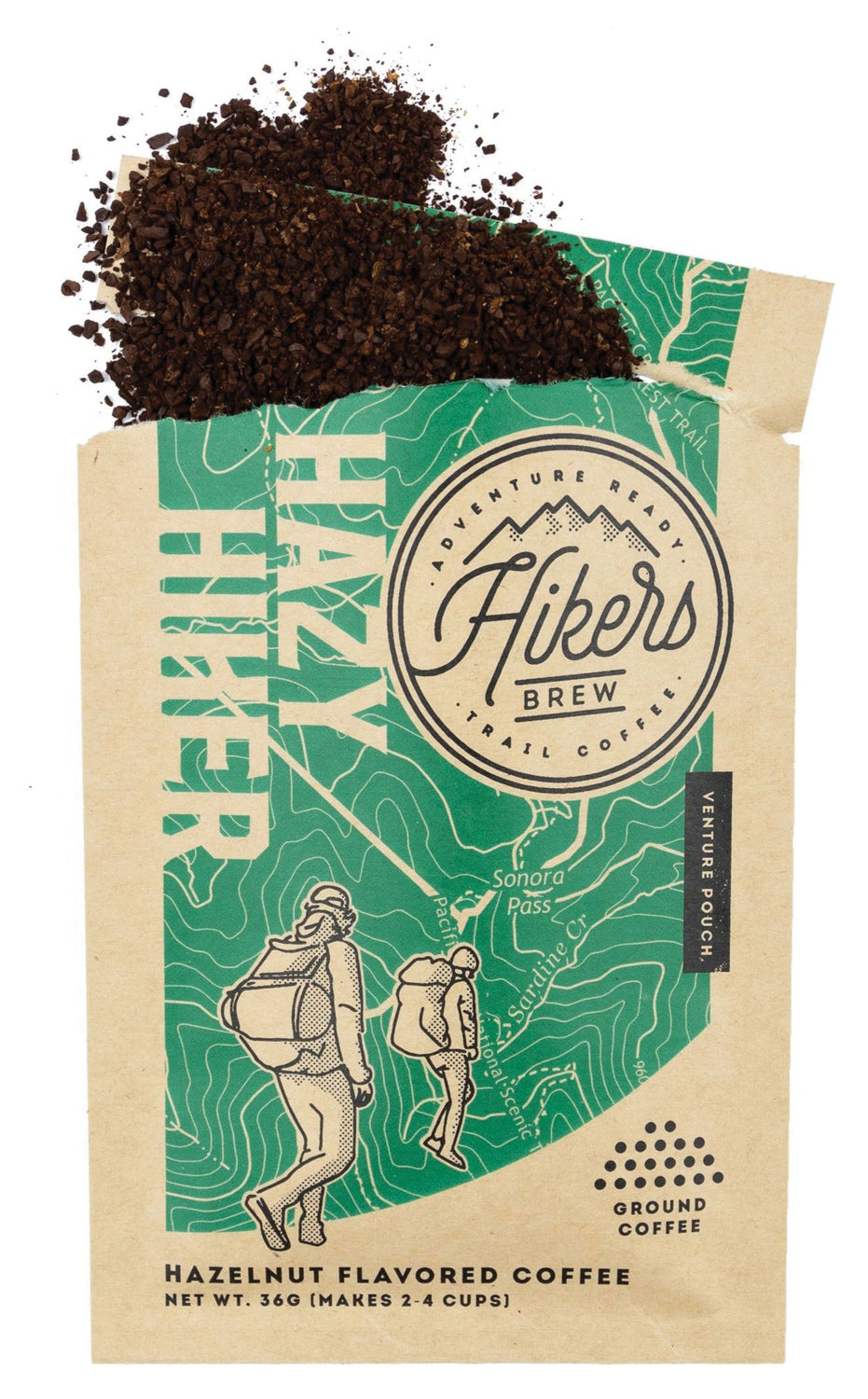 Hikers Brew Hazy Hiker Hazelnut Flavored Coffee Grinds - Venture Pouch