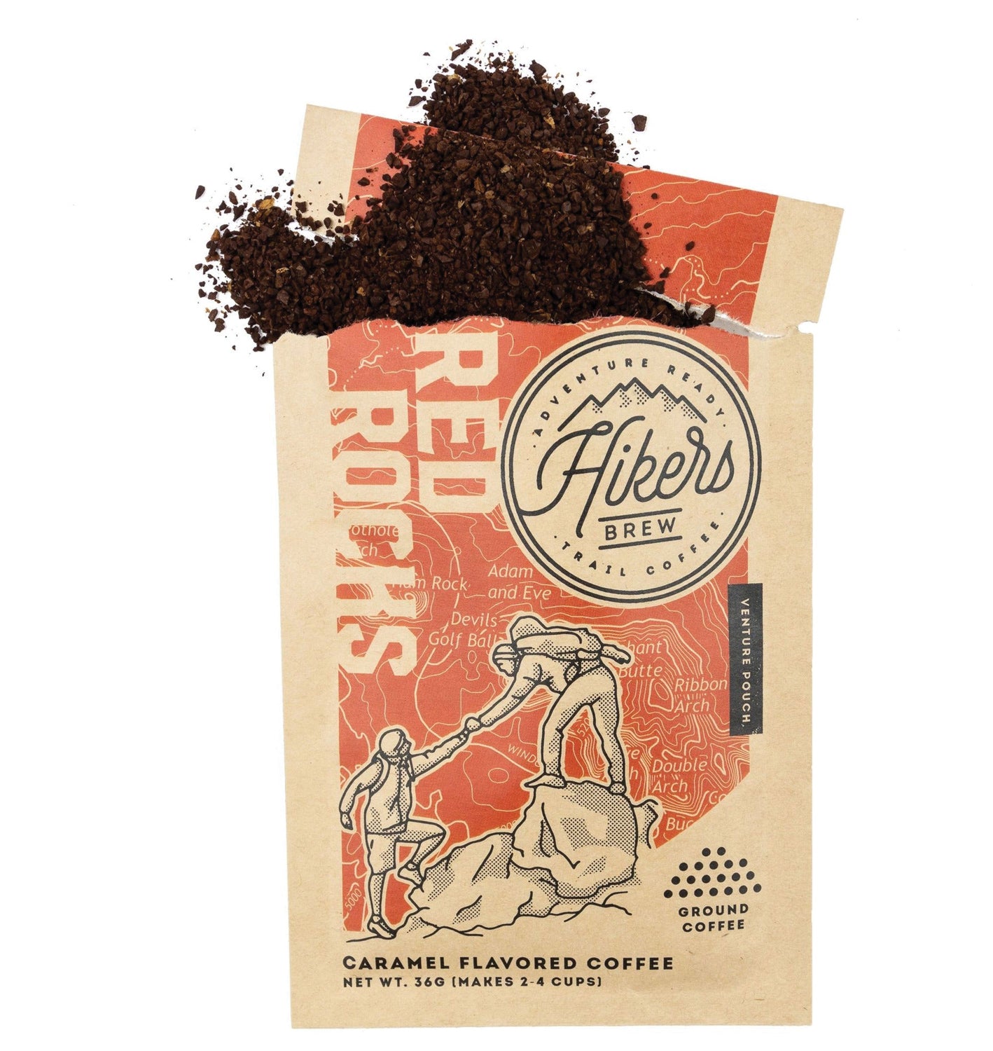 Hikers Brew Red Rocks Caramel Flavored Coffee Grinds - Venture Pouch