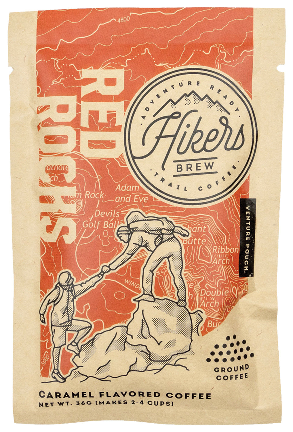 Hikers Brew Red Rocks Caramel Flavored Coffee Grinds - Venture Pouch