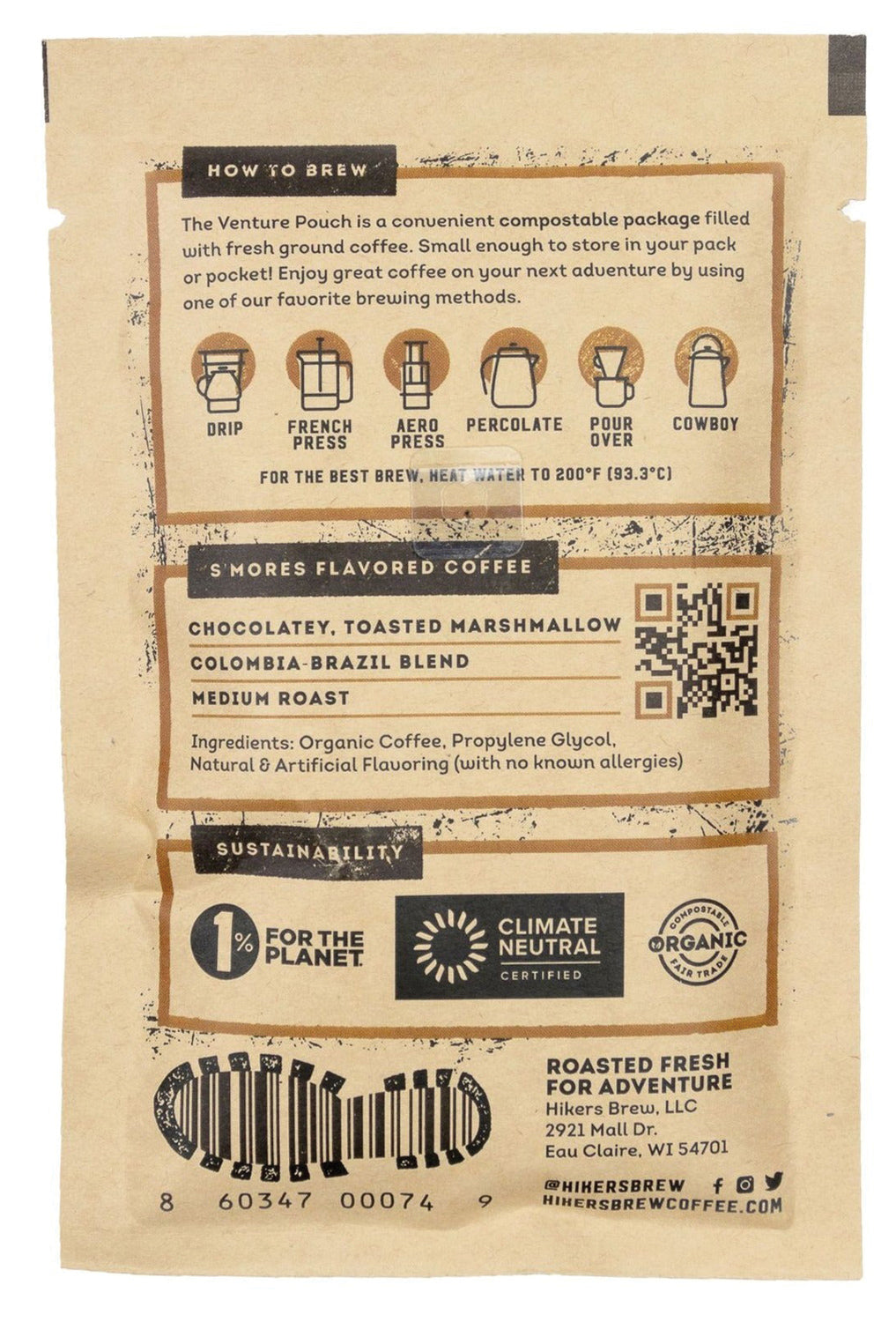 Hikers Brew Some Mores Smores Flavored Coffee Grinds - Venture Pouch