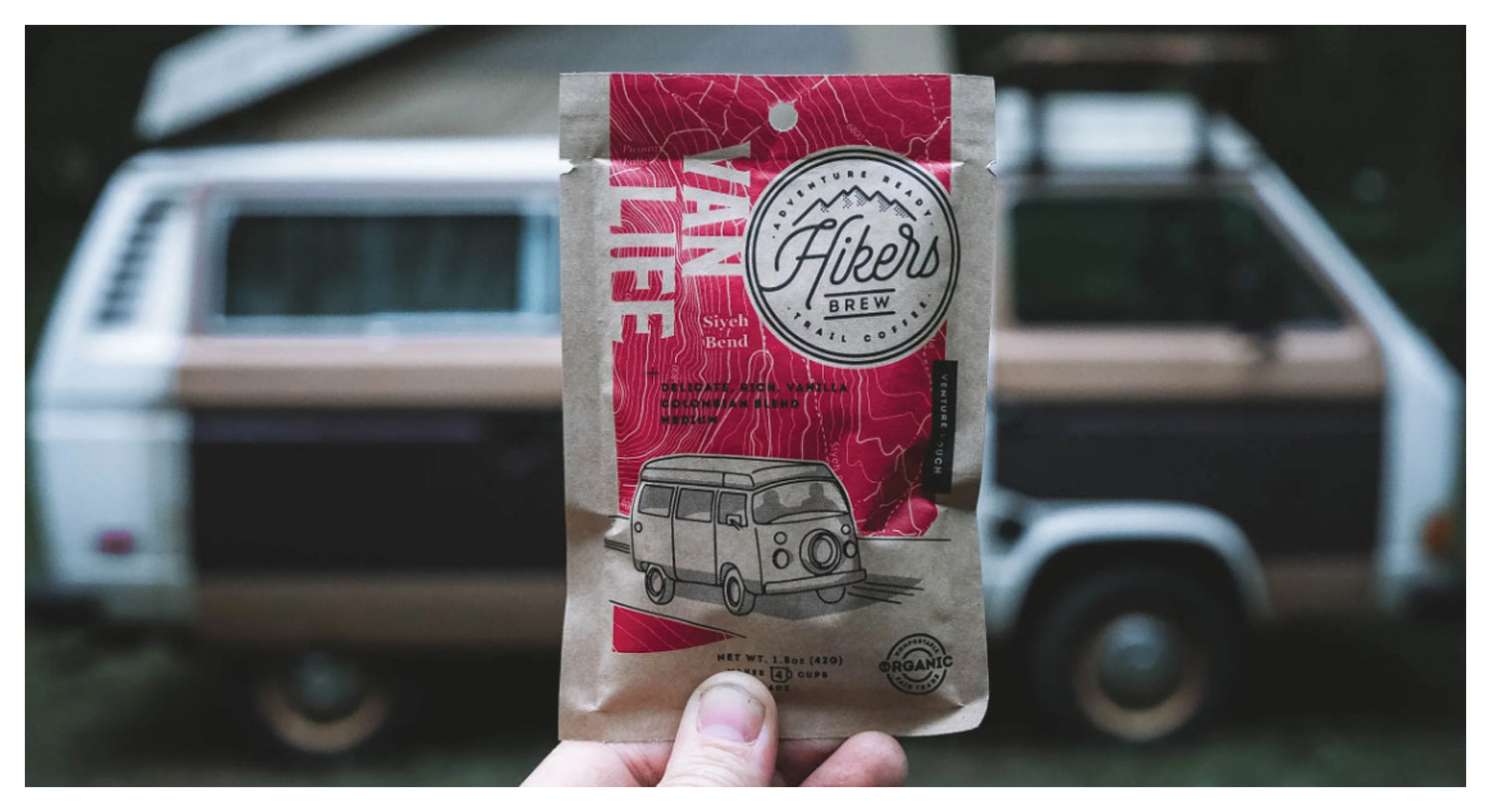 Hikers Brew Van Life Vanilla Flavored Coffee Grinds - Venture Pouch