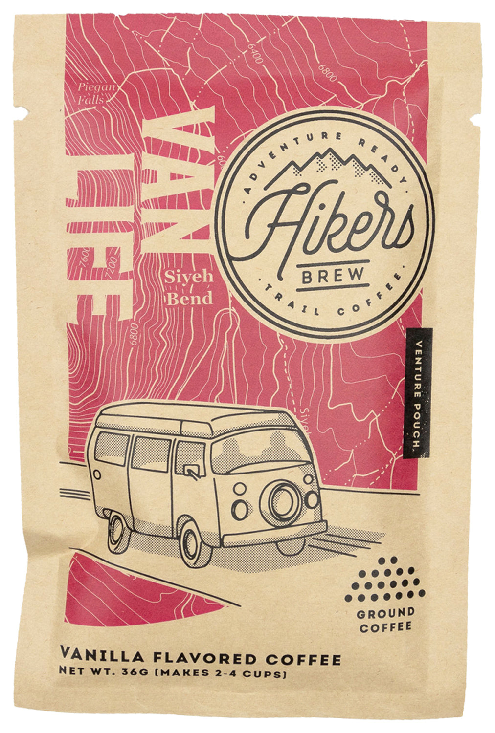 Hikers Brew Van Life Vanilla Flavored Coffee Grinds - Venture Pouch