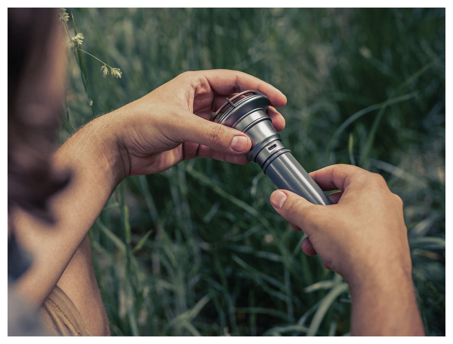 Barebones Living Vintage Flashlight OD GUNMETAL