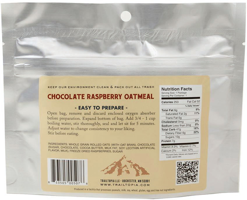 Apple Cinnamon Oatmeal Trailtopia RASPBERRY CHOCOLATE OATMEAL