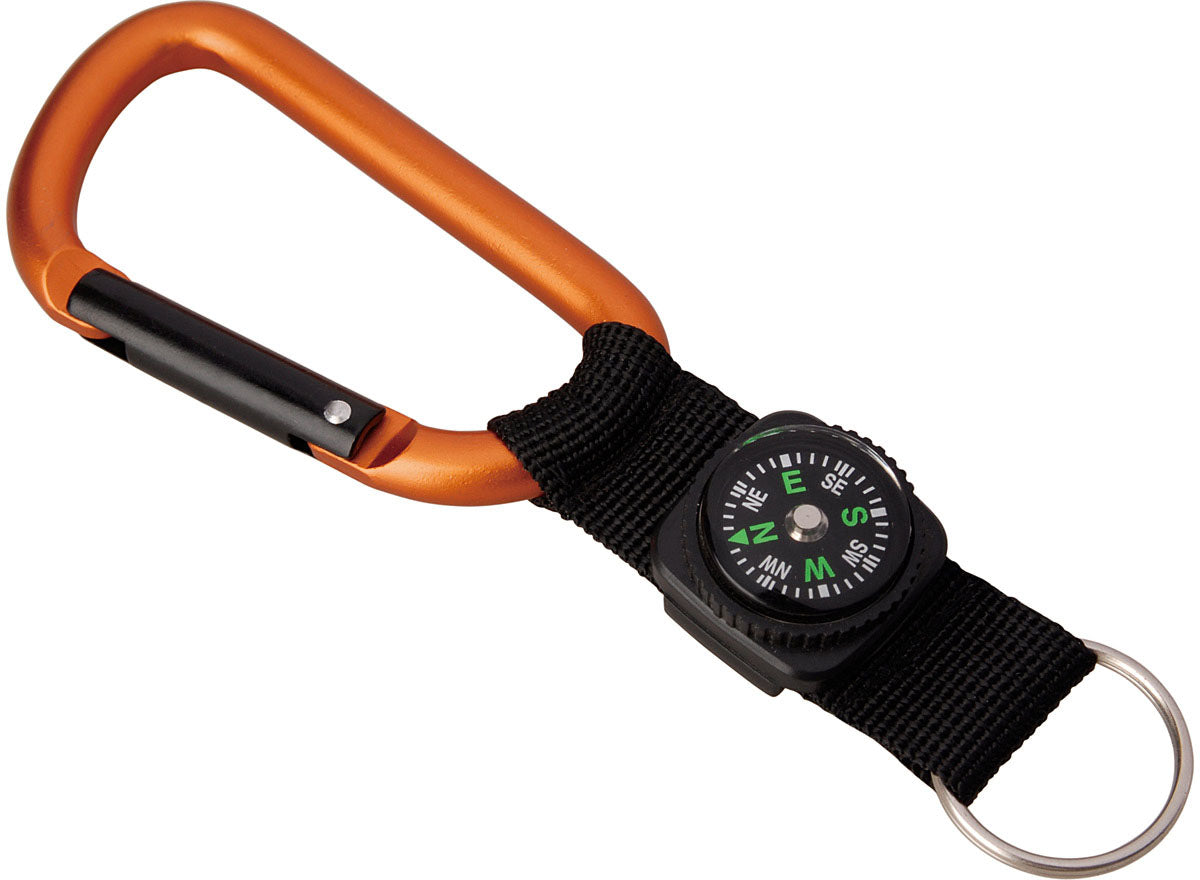8 Mm Carabiner W/Compass Strap Munkees 8 MM CARABINER W/COMPASS STRAP