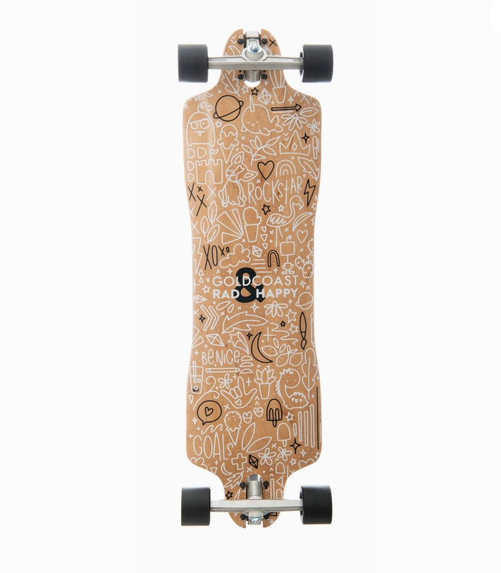 GoldCoast "Rad & Happy" Drop Through Complete Longboard