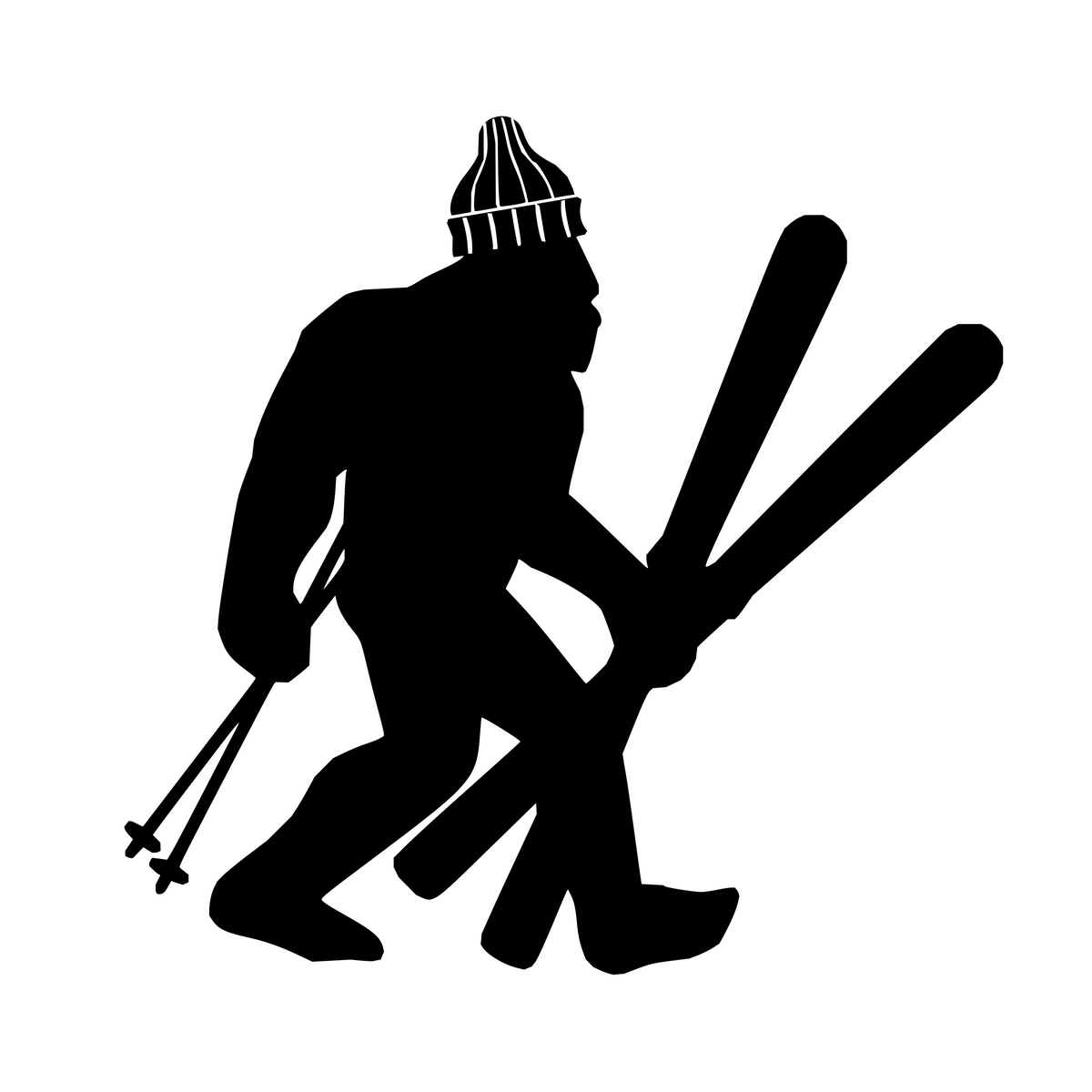 Sasquatch "Skier" Vinyl Decal - White